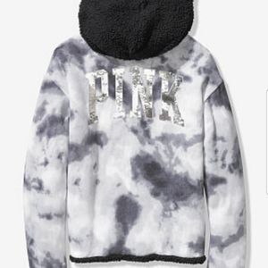 Pink VS reversible sherpa lined hoodie XL